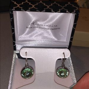 Green Swarovski Crystal earrings.